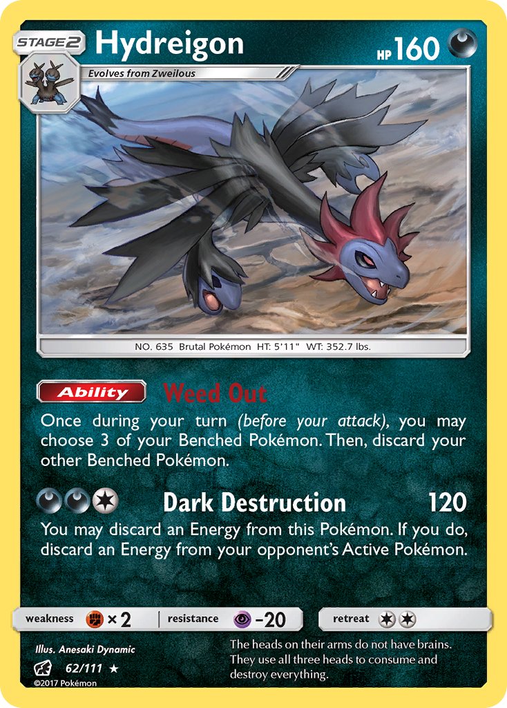 Hydreigon (62/111) (Cracked Ice Holo) (Theme Deck Exclusive) [Sun & Moon: Crimson Invasion] | Pegasus Games WI