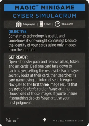 Cyber Simulacrum (Magic Minigame) [Kamigawa: Neon Dynasty Minigame] | Pegasus Games WI