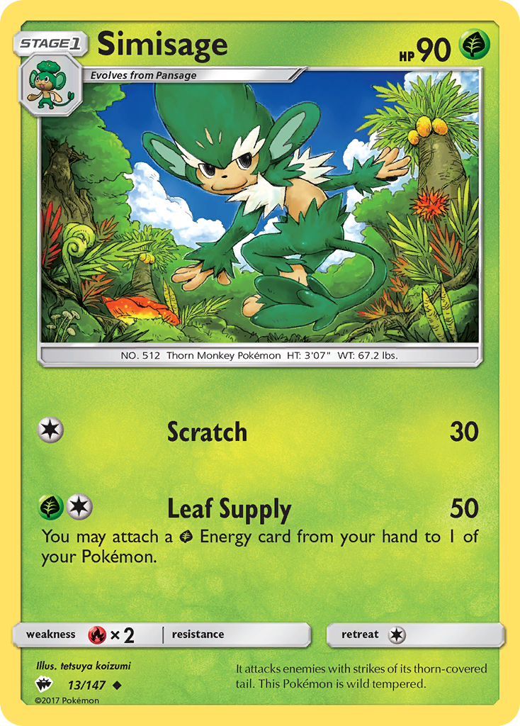 Simisage (13/147) [Sun & Moon: Burning Shadows] | Pegasus Games WI