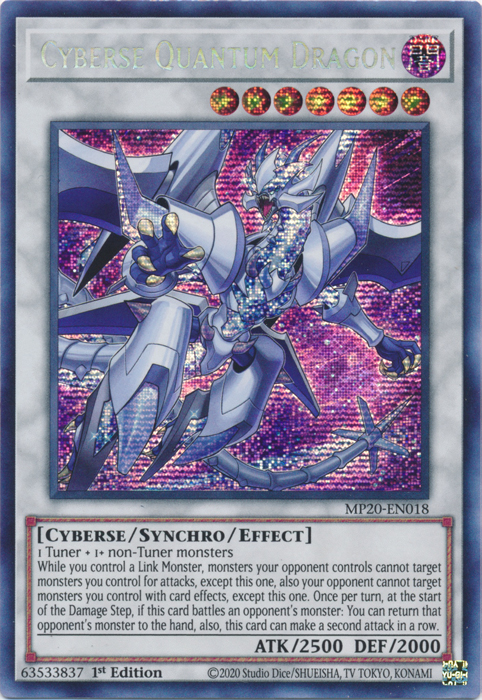 Cyberse Quantum Dragon [MP20-EN018] Prismatic Secret Rare | Pegasus Games WI