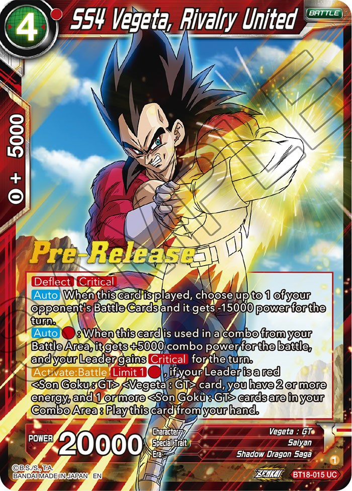 SS4 Vegeta, Rivalry United (BT18-015) [Dawn of the Z-Legends Prerelease Promos] | Pegasus Games WI