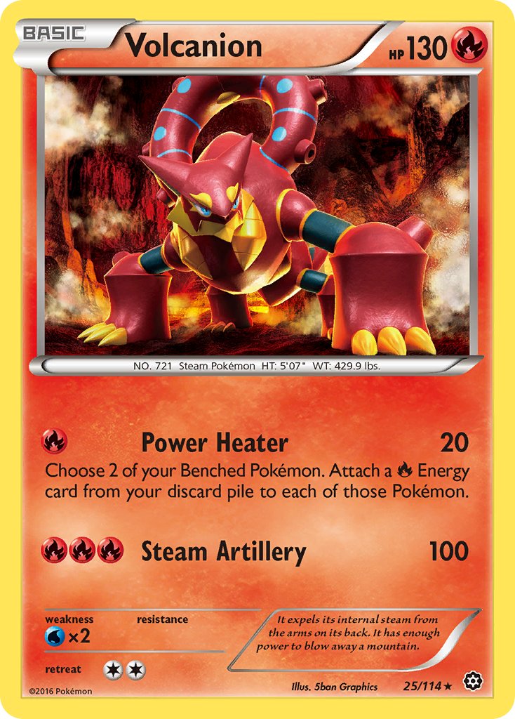 Volcanion (25/114) (Cracked Ice Holo) (Theme Deck Exclusive) [XY: Steam Siege] | Pegasus Games WI