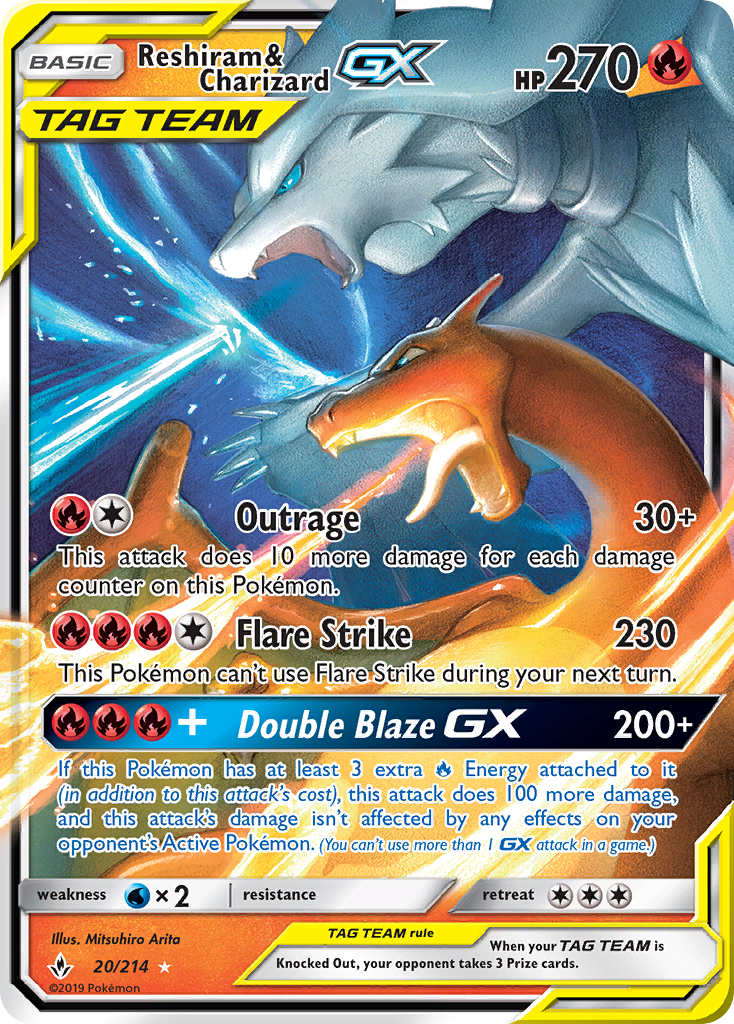 Reshiram & Charizard GX (20/214) [Sun & Moon: Unbroken Bonds] | Pegasus Games WI