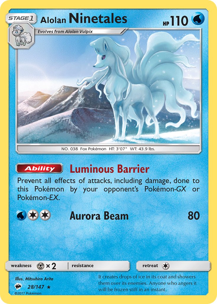 Alolan Ninetales (28/147) (Water Web Holo) (Theme Deck Exclusives) [Sun & Moon: Burning Shadows] | Pegasus Games WI