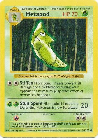 Metapod (54/102) [Base Set Shadowless Unlimited] | Pegasus Games WI