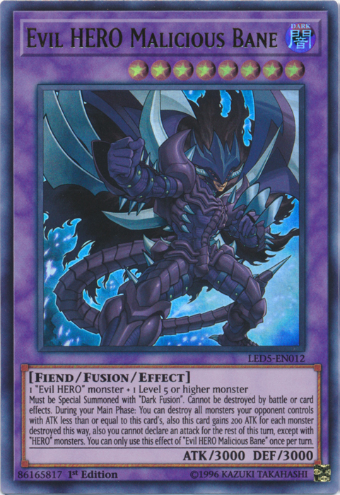 Evil HERO Malicious Bane [LED5-EN012] Ultra Rare | Pegasus Games WI