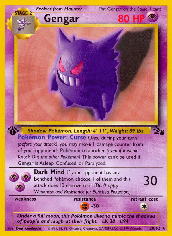 Gengar (20/62) [Fossil 1st Edition] | Pegasus Games WI