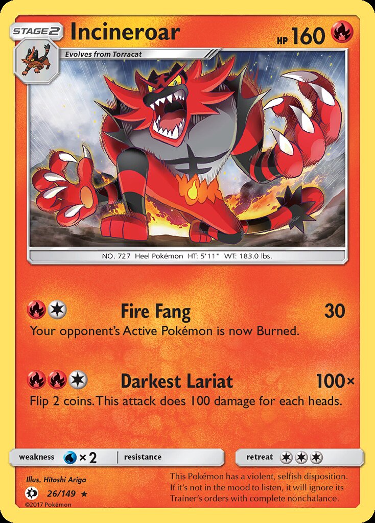 Incineroar (26/149) (Theme Deck Exclusive) [Sun & Moon: Base Set] | Pegasus Games WI