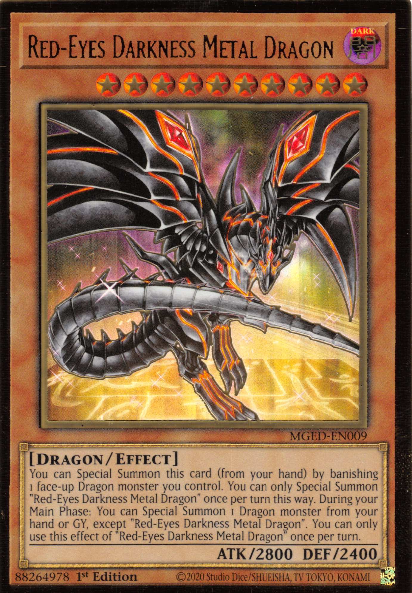 Red-Eyes Darkness Metal Dragon (Alternate Art) [MGED-EN009] Gold Rare | Pegasus Games WI