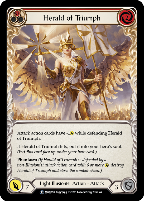 Herald of Triumph (Red) (Rainbow Foil) [U-MON008-RF] Unlimited Rainbow Foil | Pegasus Games WI