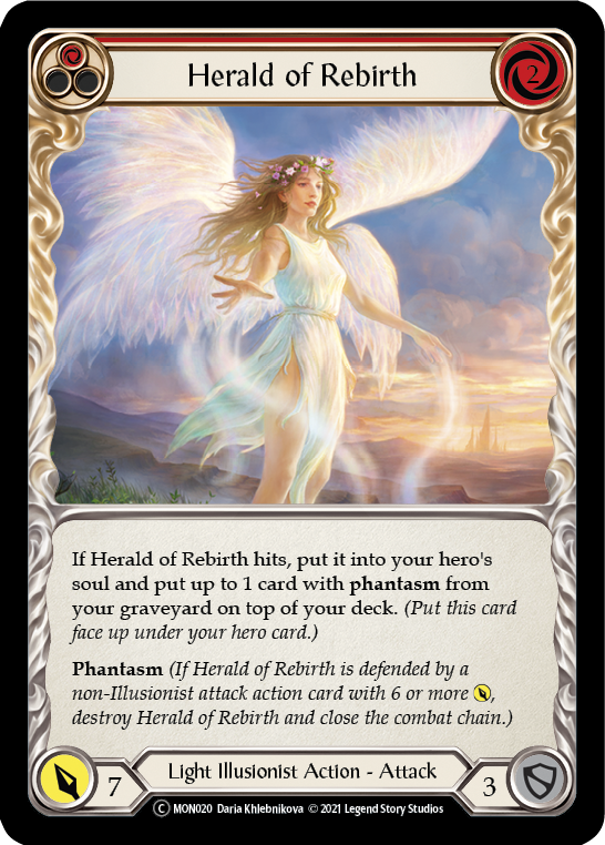 Herald of Rebirth (Red) (Rainbow Foil) [U-MON020-RF] Unlimited Rainbow Foil | Pegasus Games WI