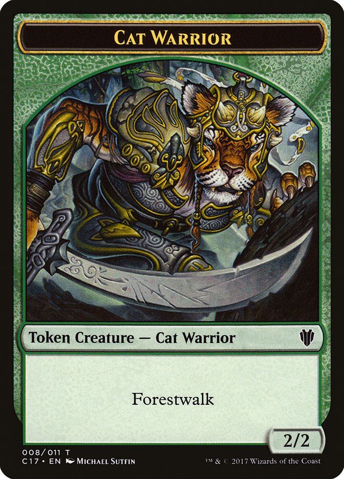 Cat // Cat Warrior Double-Sided Token [Commander 2017 Tokens] | Pegasus Games WI