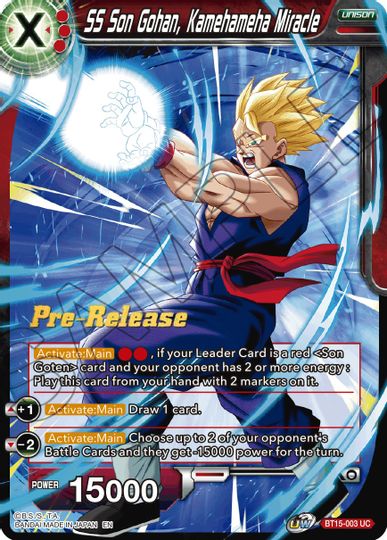 SS Son Gohan, Kamehameha Miracle (BT15-003) [Saiyan Showdown Prerelease Promos] | Pegasus Games WI