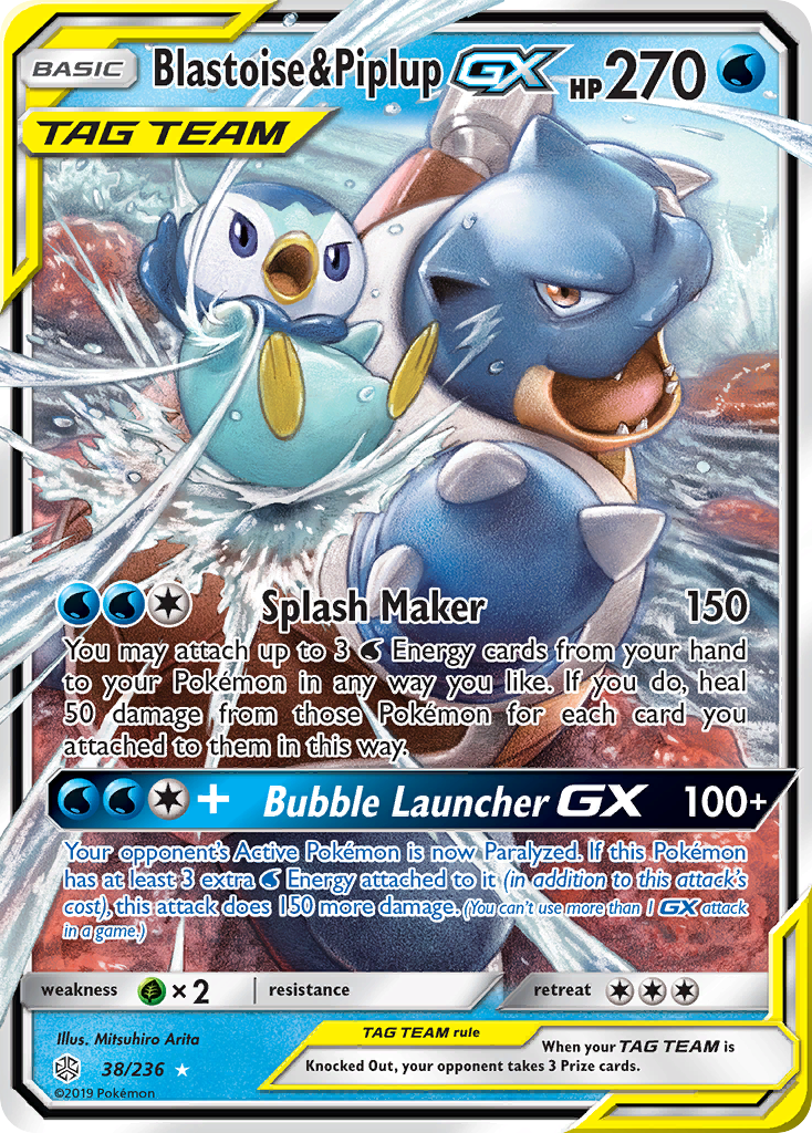 Blastoise & Piplup GX (38/236) [Sun & Moon: Cosmic Eclipse] | Pegasus Games WI