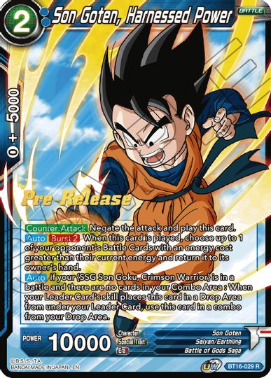 Son Goten, Harnessed Power (BT16-029) [Realm of the Gods Prerelease Promos] | Pegasus Games WI
