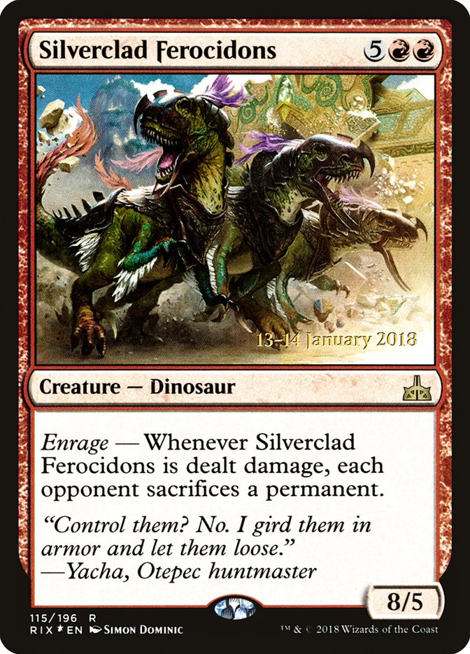 Silverclad Ferocidons [Rivals of Ixalan Prerelease Promos] | Pegasus Games WI