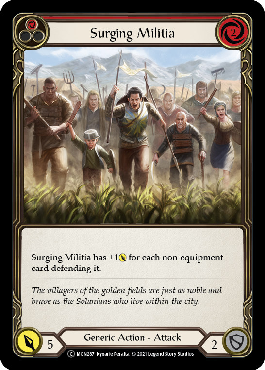 Surging Militia (Red) (Rainbow Foil) [U-MON287-RF] Unlimited Rainbow Foil | Pegasus Games WI
