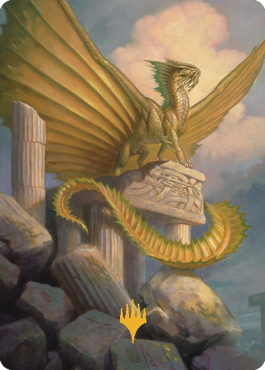 Ancient Gold Dragon Art Card (05) (Gold-Stamped Signature) [Commander Legends: Battle for Baldur's Gate Art Series] | Pegasus Games WI