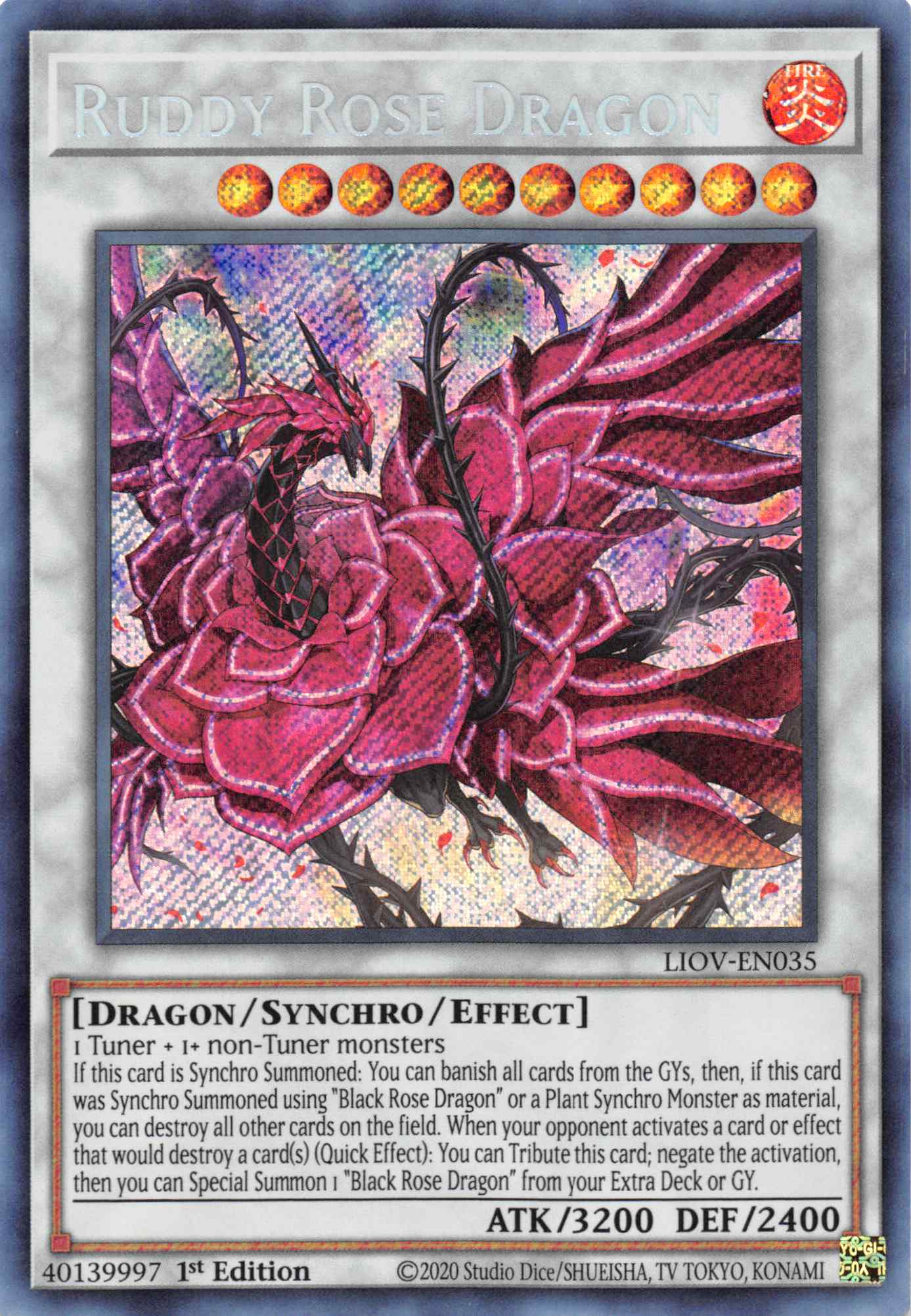 Ruddy Rose Dragon [LIOV-EN035] Secret Rare | Pegasus Games WI