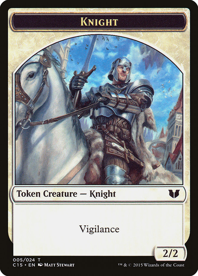 Knight (005) // Spirit (023) Double-Sided Token [Commander 2015 Tokens] | Pegasus Games WI