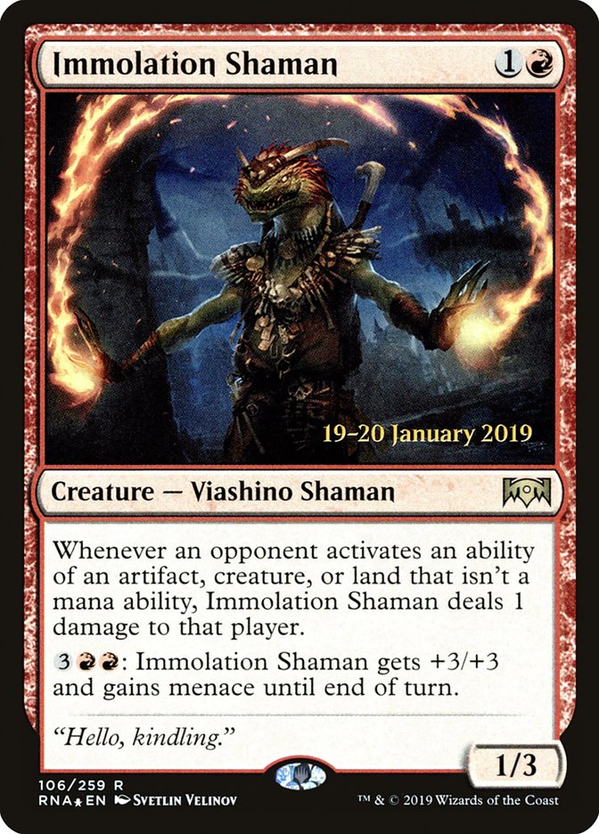 Immolation Shaman [Ravnica Allegiance Prerelease Promos] | Pegasus Games WI