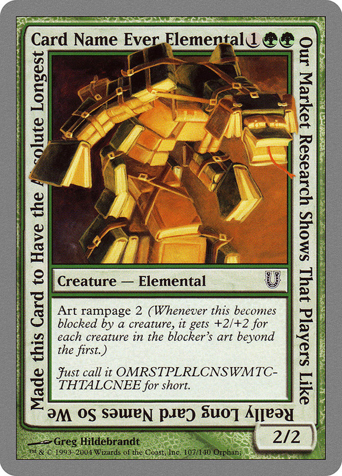 Our Market Research Shows That Players Like Really Long Card Names So We Made this Card to Have the Absolute Longest Card Name Ever Elemental [Unhinged] | Pegasus Games WI