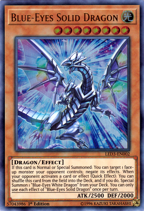 Blue-Eyes Solid Dragon [LED3-EN002] Ultra Rare | Pegasus Games WI