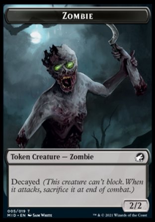 Zombie (005) // Zombie (015) Double-Sided Token [Innistrad: Midnight Hunt Tokens] | Pegasus Games WI