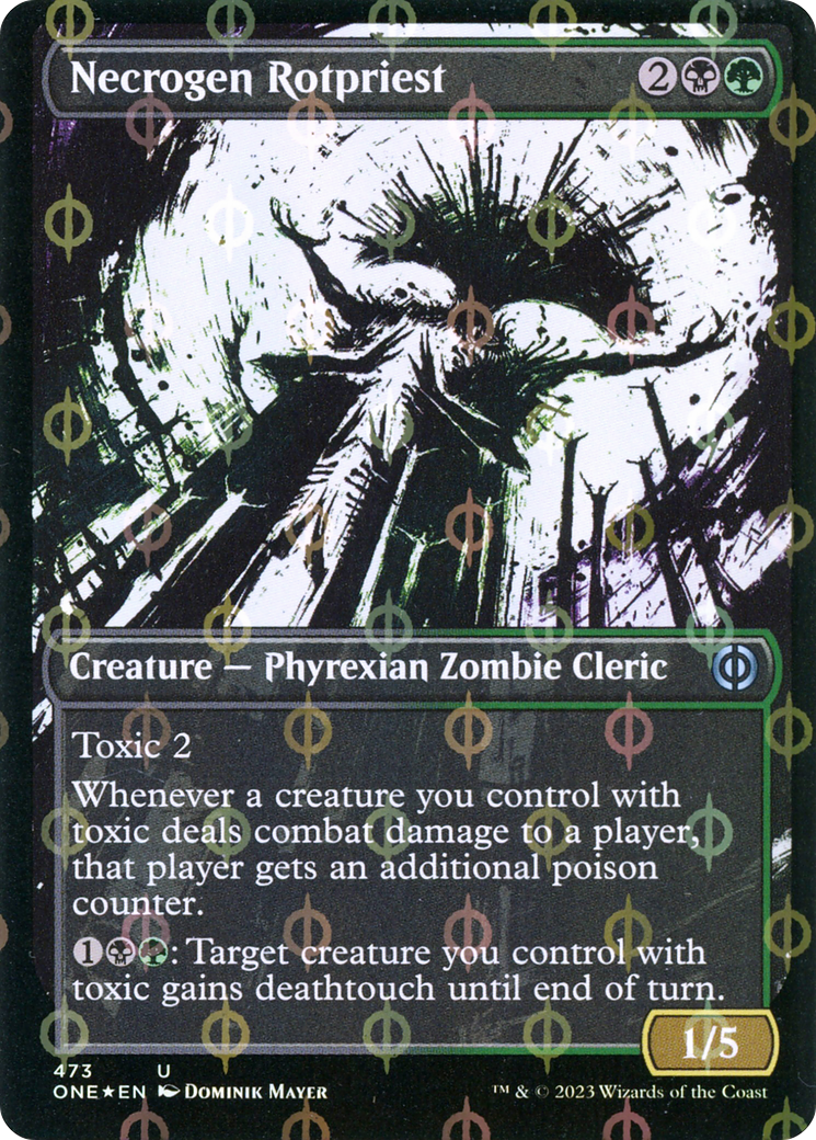 Necrogen Rotpriest (Borderless Ichor Step-and-Compleat Foil) [Phyrexia: All Will Be One] | Pegasus Games WI