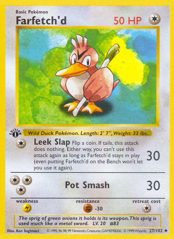 Farfetch'd (27/102) (Shadowless) [Base Set 1st Edition] | Pegasus Games WI