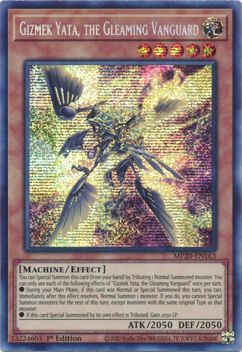 Gizmek Yata, the Gleaming Vanguard [MP20-EN163] Prismatic Secret Rare | Pegasus Games WI