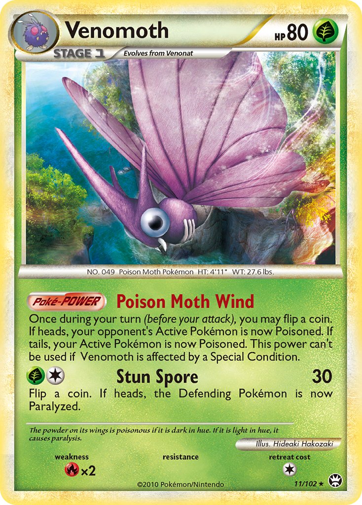 Venomoth (11/102) (Theme Deck Exclusive) [HeartGold & SoulSilver: Triumphant] | Pegasus Games WI