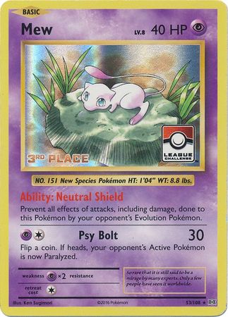 Mew (53/108) (League Promo 3rd Place) [XY: Evolutions] | Pegasus Games WI