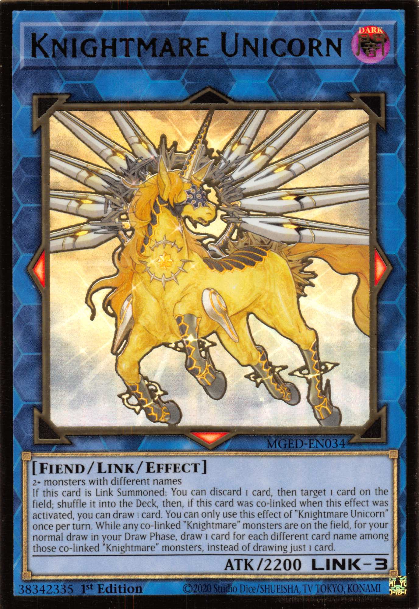 Knightmare Unicorn [MGED-EN034] Gold Rare | Pegasus Games WI