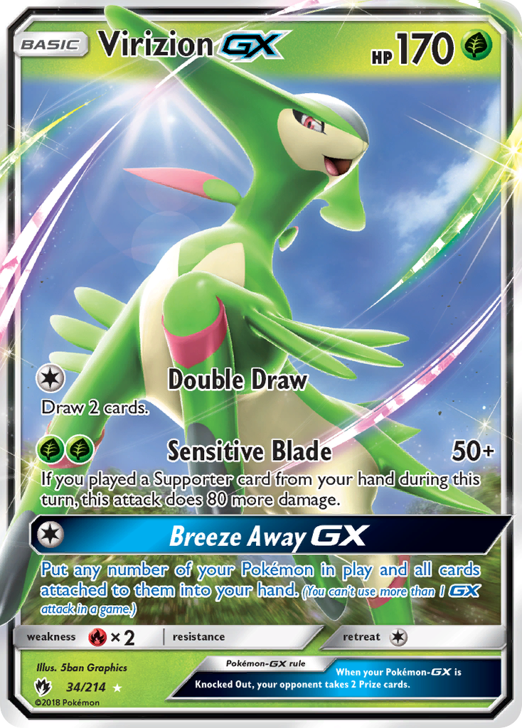 Virizion GX (34/214) [Sun & Moon: Lost Thunder] | Pegasus Games WI