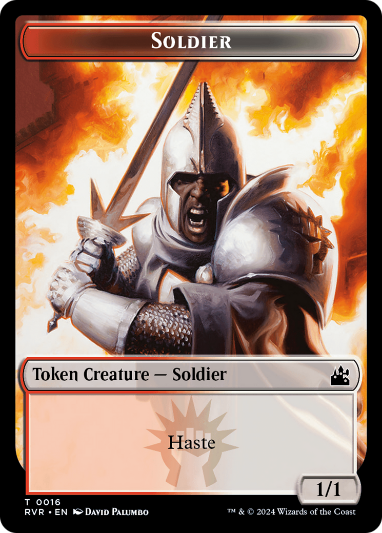 Elf Knight // Soldier Double-Sided Token [Ravnica Remastered Tokens] | Pegasus Games WI