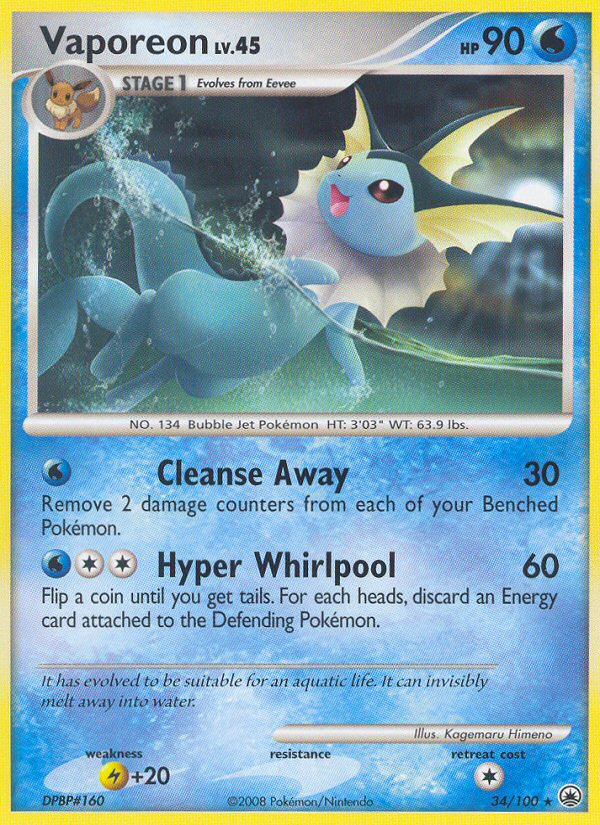 Vaporeon (34/100) [Diamond & Pearl: Majestic Dawn] | Pegasus Games WI