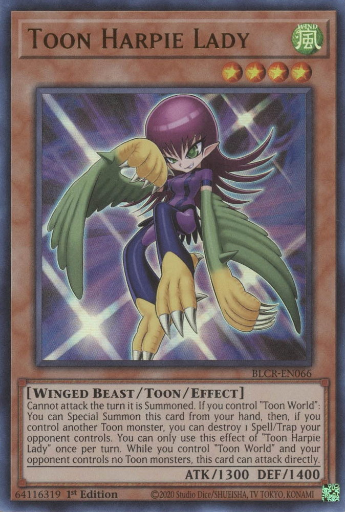 Toon Harpie Lady [BLCR-EN066] Ultra Rare | Pegasus Games WI