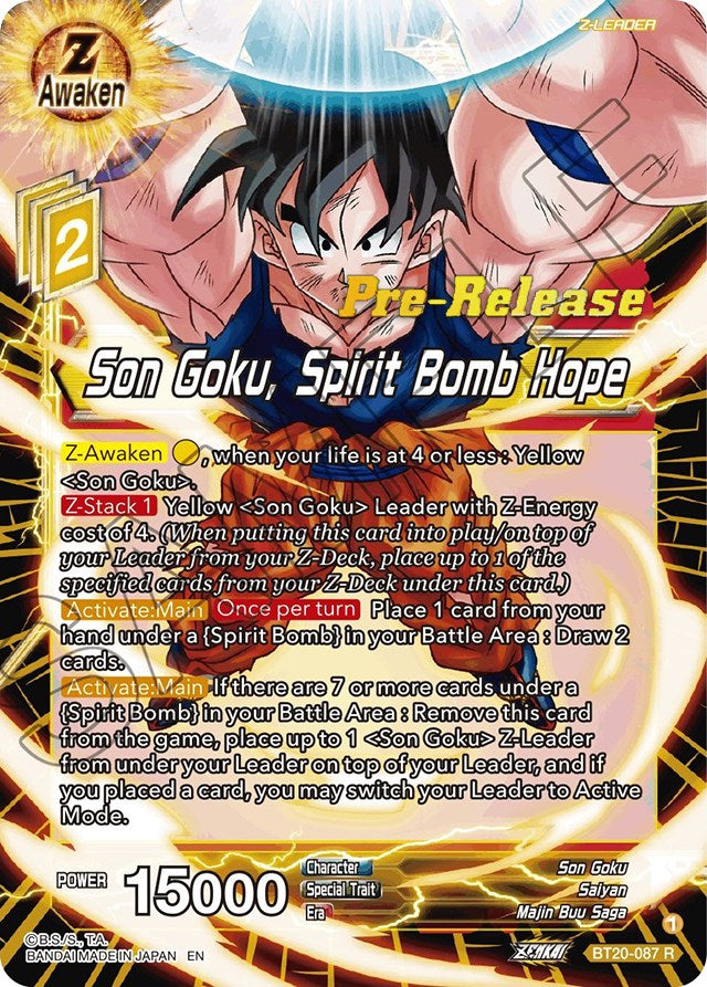 Son Goku, Spirit Bomb Hope (BT20-087) [Power Absorbed Prerelease Promos] | Pegasus Games WI