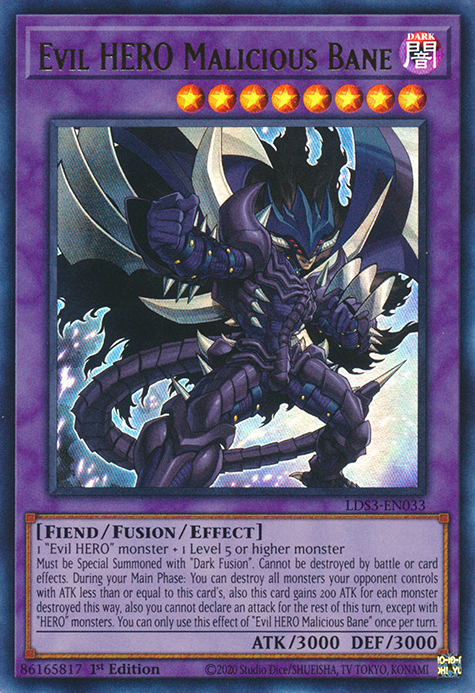 Evil HERO Malicious Bane [LDS3-EN033] Ultra Rare | Pegasus Games WI