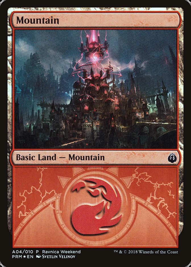 Mountain (A04) [Ravnica Allegiance Ravnica Weekend] | Pegasus Games WI