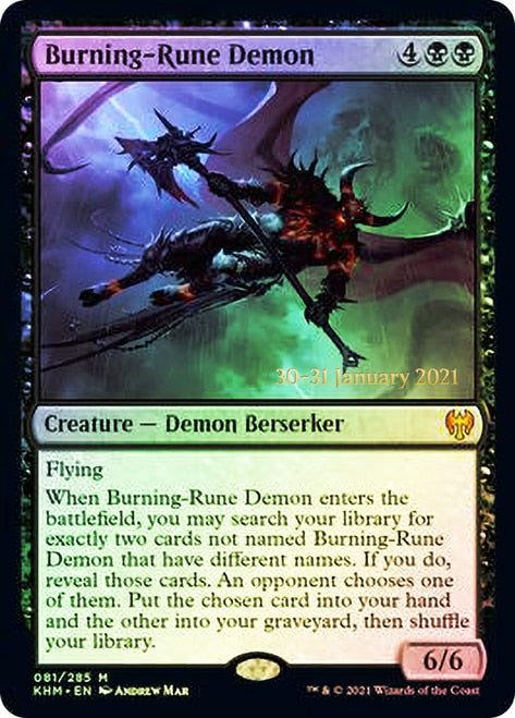 Burning-Rune Demon [Kaldheim Prerelease Promos] | Pegasus Games WI