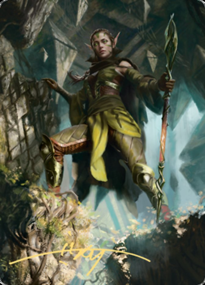 Nissa of Shadowed Boughs 1 Art Card (Gold-Stamped Signature) [Zendikar Rising Art Series] | Pegasus Games WI