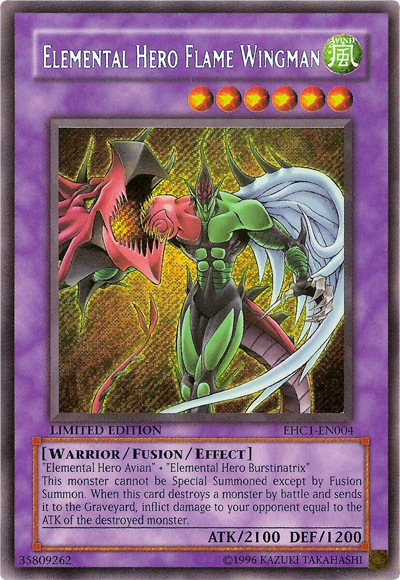 Elemental HERO Flame Wingman [EHC1-EN004] Secret Rare | Pegasus Games WI