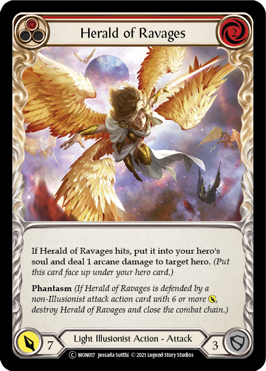 Herald of Ravages (Red) (Rainbow Foil) [U-MON017-RF] Unlimited Rainbow Foil | Pegasus Games WI