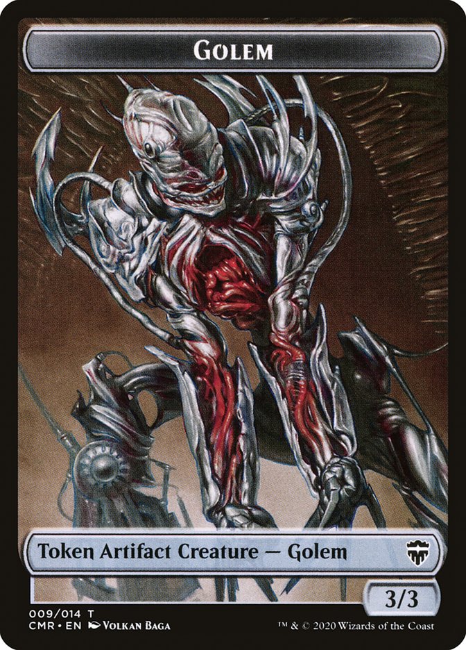 Golem // Rock Double-Sided Token [Commander Legends Tokens] | Pegasus Games WI