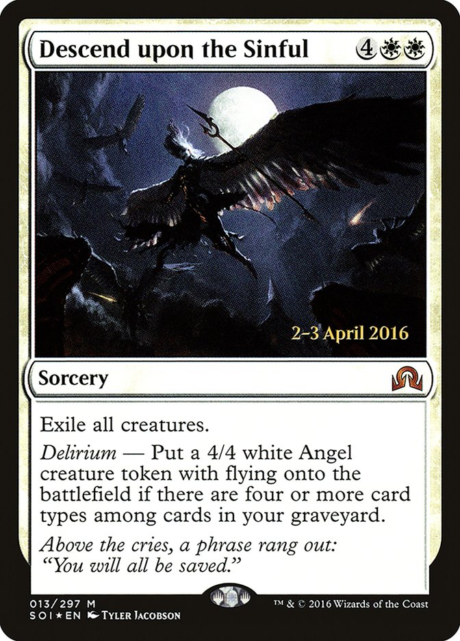 Descend upon the Sinful [Shadows over Innistrad Prerelease Promos] | Pegasus Games WI