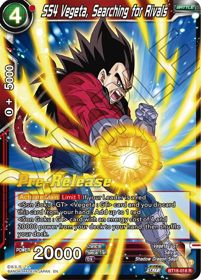 SS4 Vegeta, Searching for Rivals (BT18-016) [Dawn of the Z-Legends Prerelease Promos] | Pegasus Games WI