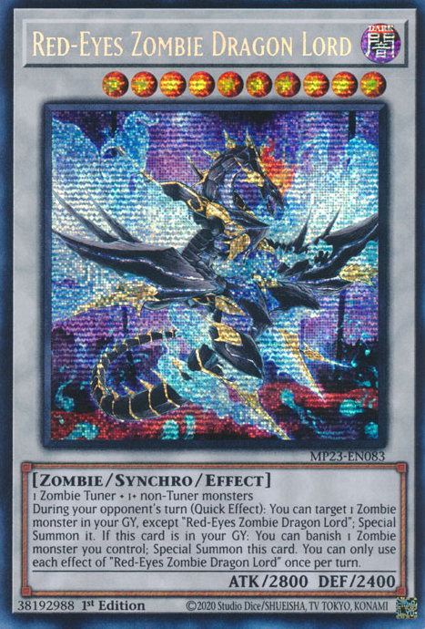 Red-Eyes Zombie Dragon Lord [MP23-EN083] Prismatic Secret Rare | Pegasus Games WI