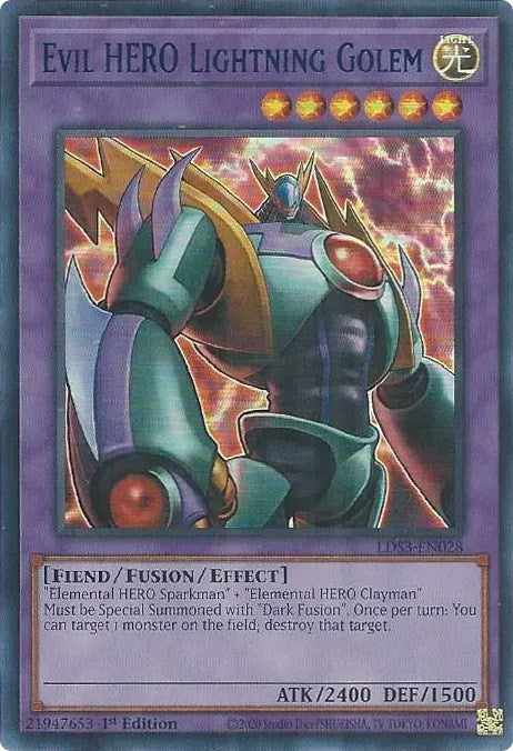 Evil HERO Lightning Golem (Blue) [LDS3-EN028] Ultra Rare | Pegasus Games WI